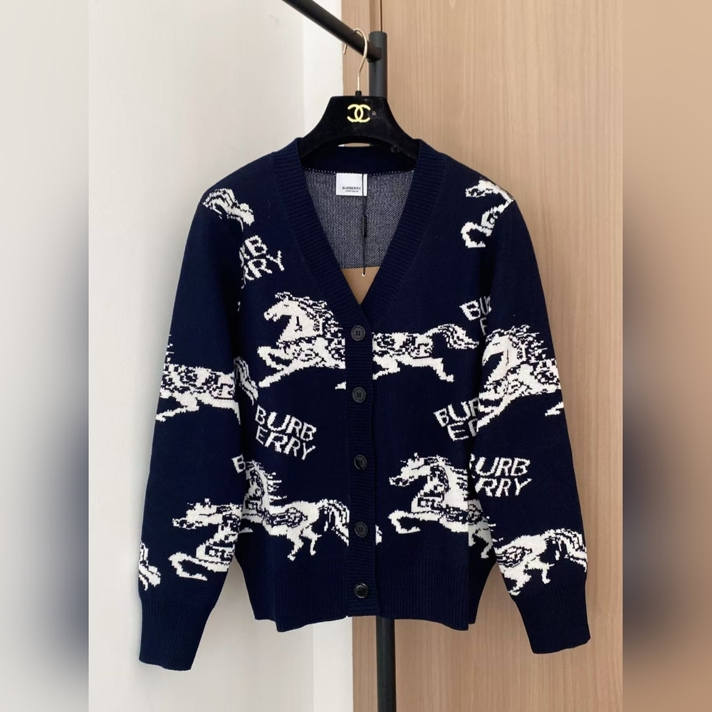 Burberry Navy Blue Warhorse Cardigan Sweater
